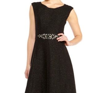 Eliza J Fit & Flare Black Shimmer Cocktail Dress Size 2